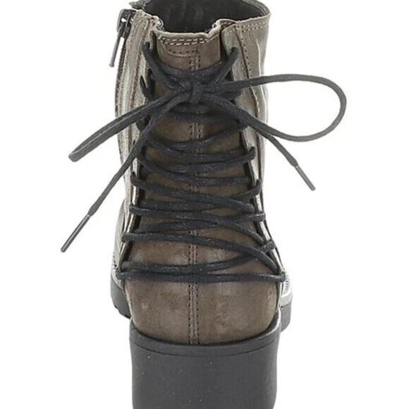 FLY LONDON-Bust-Grey/Ground Leather Ankle Boots-Side Zip-Corset Back-Sz 36-6-NEW - Picture 5 of 7